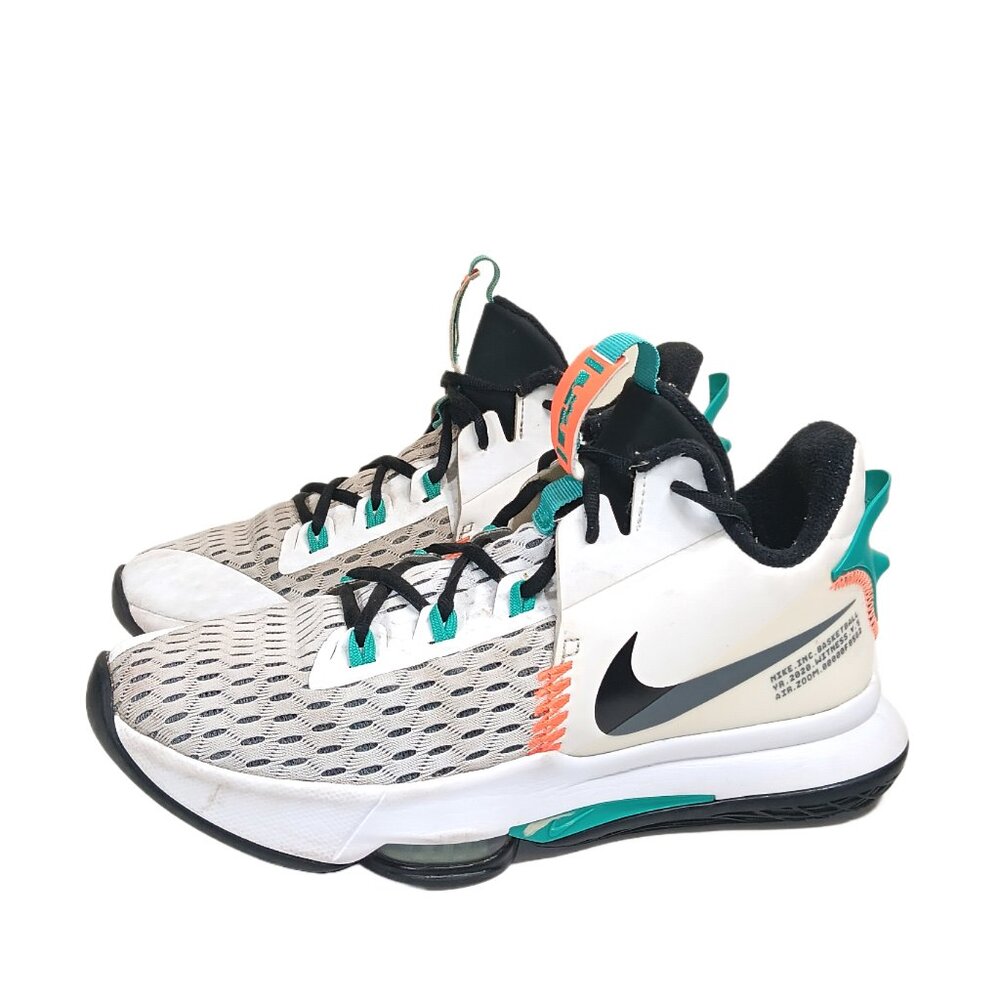 Nike LeBron Witness 5 Sneakers Mens 8.5 White Jade Athletic Basketball Air Zoom